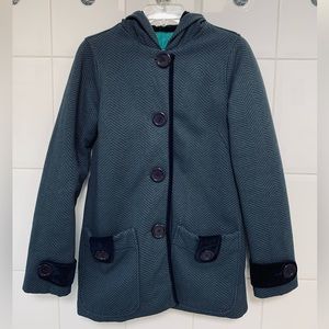 Hurley Vintage Holiday 2007 Navy Blue Chevron Velour Trim Button Jacket NWOT